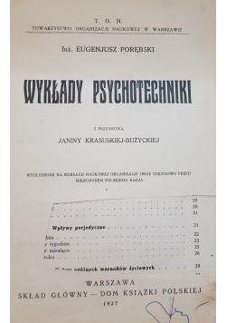 Wykłady psychotechniki , 1927r.