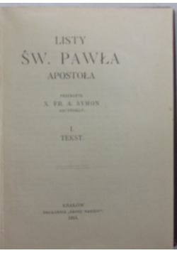 Listy Św. Pawła Apostoła, 1915r.