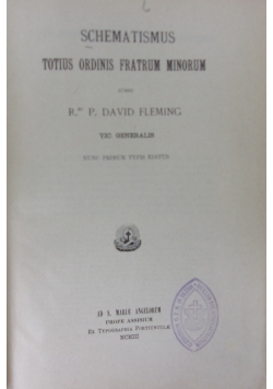 Schematismus totius ordinis fratrum minorum, 1903r.