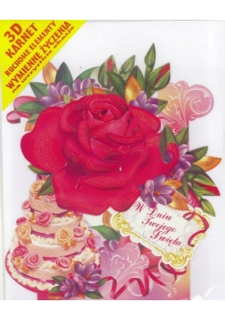 Karnet składany 3D - Róża z tortem