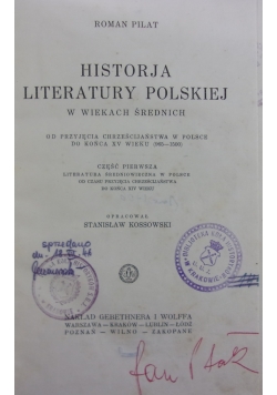 Historja Literatury Polskiej, 1926 r.