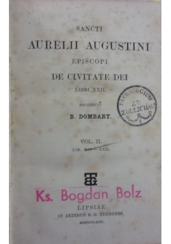 Aurelii Augustini Episcopi de Civitate dei, 1863 r.