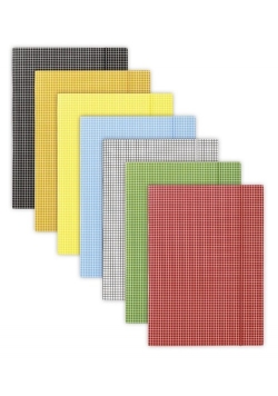 Teczka z gumką DONAU karton A4, 400gsm, 3-skrz., mix kolorów w kratę 25 sztuk