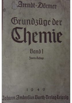 Arendt Dormer. Grudzuge der chemie. Band 1. Zweite Auflage, 1940 r.