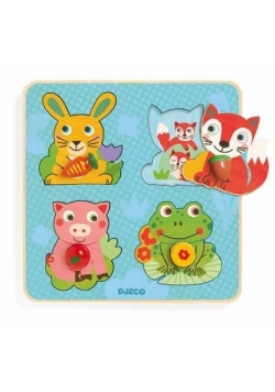 Puzzle drewniane z uchwytami - Zwierzątka