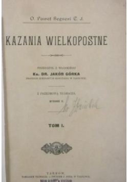 Kazania Wielkopostne Tom I, 1906 r.