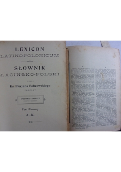 Słownik łacińsko-polski, tom 1, 1905 r.