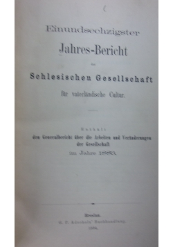 Einundsechzigster Jahres-Bericht, 1884 r.