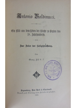 Antonio Baldinucci, 1893 r.