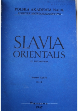 Slavia orientalis rocznik XXXVI 4 numery