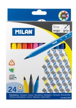 Flamastry trójkątne cienkie 24 kolory MILAN