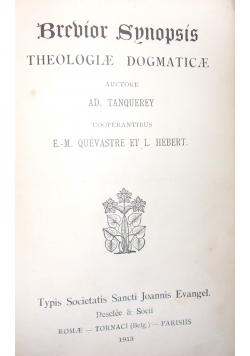 Theologiae Dogmaticae ,1913r.
