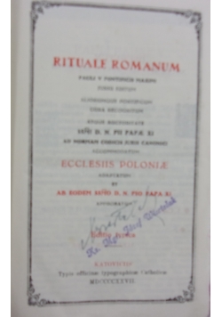 Rituale Romanum Ecclesiis Poloniae, 1927 r.