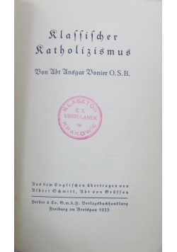 Klassischer Katholismus 1933 r.