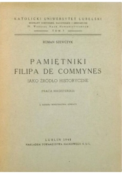 Pamiętniki Filipa de Commynes 1949 r