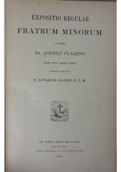 Expositio regulae Fratrum Minorum, 1912 r.