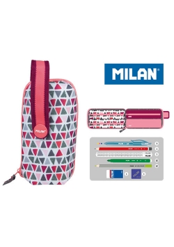 Multipiórnik Milan owalny z 4 piórnikami GEO różowy