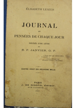 Journal et Pensees de chaque jour 1927 r.