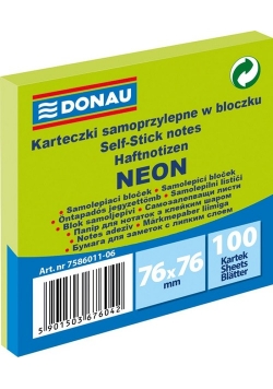 Bloczek samoprzylepny neon zielony 12 stuk
