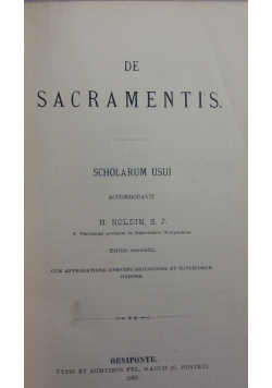 De Sacramentis,1901r.