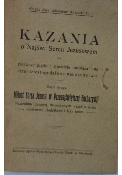 Kazania o najśw. Sercu Jezusowem, 1923 r.