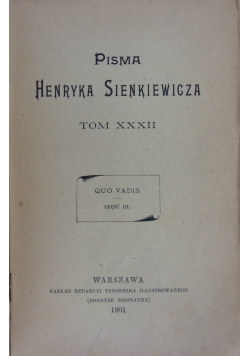 Pisma, tom XXXII.Quo Vadis, 1901r.