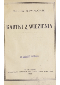 Kartki z więzienia, 1923 r.