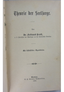 Theorie der Seelsorge, 1883 r.
