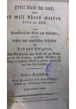 Herr! Bleib bei uns; denn es will Abend werden, 1829 r.