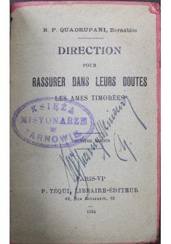 Direction pour Rassurer Dans Leurs Doutes 1924 r.