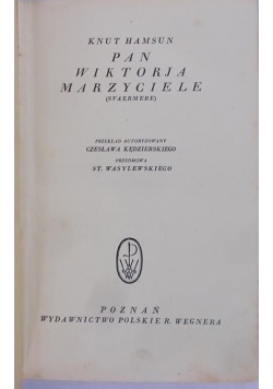 Hamsun Knut - Pan Wiktorja Marzyciele