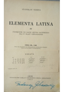 Elementa Latina IV ,1937 r.