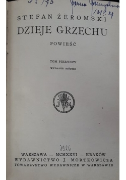 Dzieje grzechu TOM I, 1928 r.