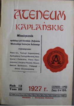 Aceneum Kapłańskie Tom 20 1927 r