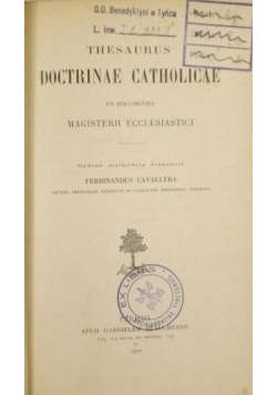 Thesaurus Doctrinae Catholicae, 1920 r.