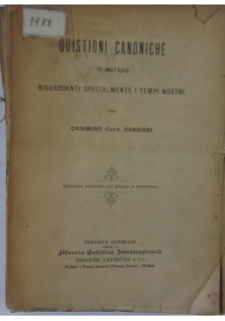 Quistioni canoniche, 1908 r.
