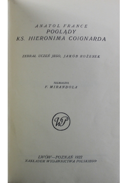 Poglądy Ks Hieronima Coignarda 1922 r