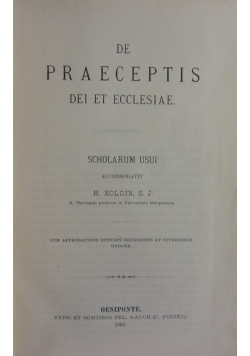 De Praeceptis Dei Et Ecclesiae, 1902r.