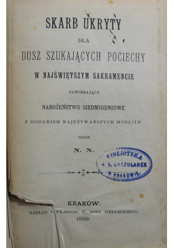 Skarb ukryty dla dusz szukających pociechy 1888 r.