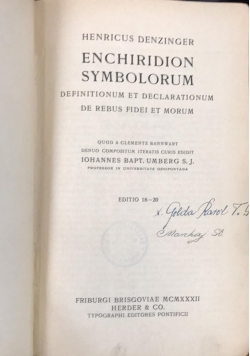 Enchiridion Symbolorium, 1932 r.