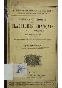 Classiques Francais du XVIII siecle 1895 r.