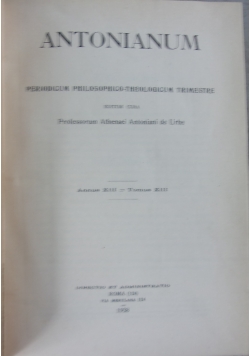 Antonianum,1938r.,Tom XIII