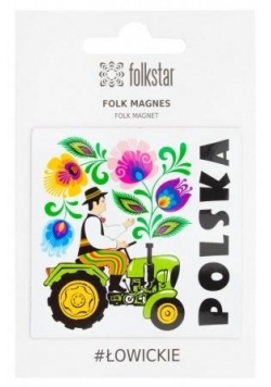 Magnes - traktorek biały Polska FOLKSTAR