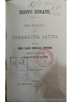 Nuovo Donato Principii di Grammatica Latina 1874 r.