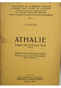 Athalie tragedie tiree de lEcriture Sainte 1930 r.