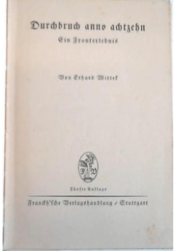Durchbruch anno achtzehn, 1933