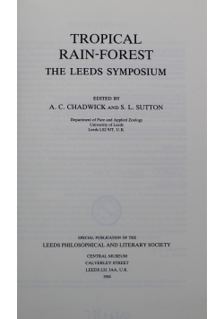 Tropical Rain Forest The Leeds Symposium