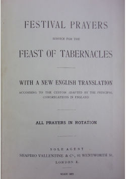 Festival Prayers , 1922r.