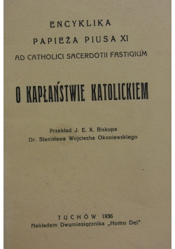 Encyklika o kapłaństwie katolickim, 1936 r.