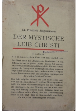 Der mystische leib christi, 1933 r.